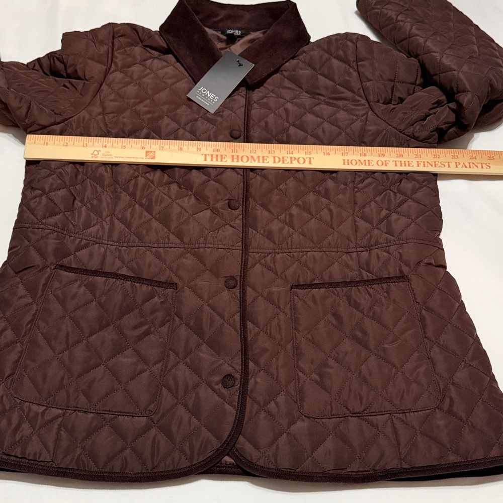Jones New York Chocolate Quilted Puffer Jacket L NWT soft - Picture 4 of 7